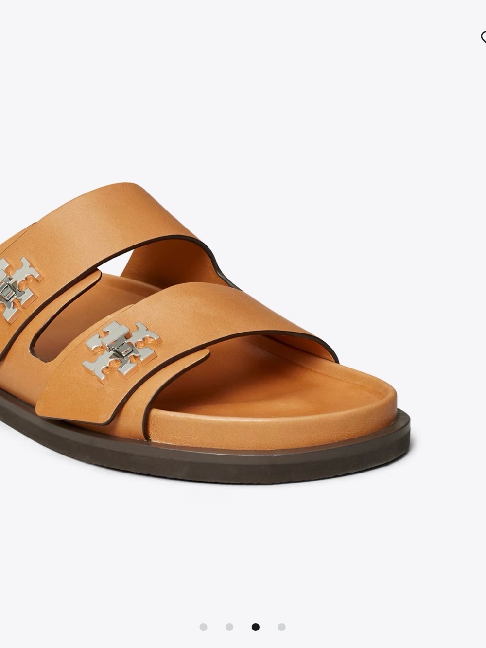 Tory Burch Double Strap Turnlock Slide — Cognac Leather size 7 - Picture 2 of 4